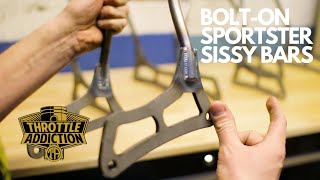 Bolt on Harley Sportster Sissy Bars from Throttle Addiction Review [upl. by Gusella143]