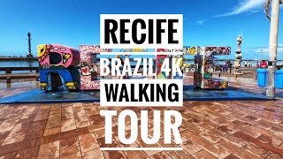 Recife Pernambuco Brazil Downtown Walking Tour  4K Walk [upl. by Motteo260]