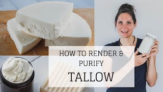 How to Render and Purify Tallow  ODORLESS WHITE WET METHOD  Bumblebee Apothecary [upl. by Ruelle]