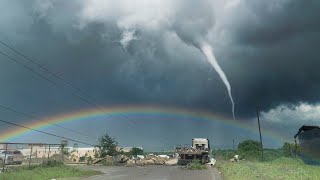 Unbelievable Tornado Footage with Rainbow amp Blue Sky [upl. by Ahselrac]