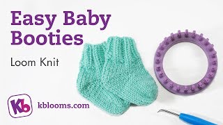 Easy Baby Booties on a knitting loom [upl. by Sucirdor]