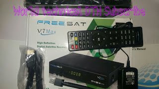 FREESAT V7MAX AUTOROLL POWERVU amp BISS KEY SET TOP BOX UNBOXING [upl. by Jed277]