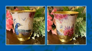 Reverse Decoupage on Glass Vase Tutorial DIY [upl. by Aryamoy703]