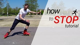 How to stop on inline skates  rollerblades  3 stops for beginners tutorial [upl. by Urson]