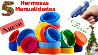 5 Manualidades Navideñas con TAPAS DE BOTELLAS Christmas Crafts with BOTTLE LIDS [upl. by Annette]