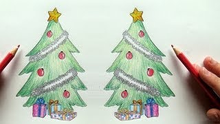 Tannenbaum zeichnen  Weihnachtsbaum zeichnen lernen  Malen lernen  Weihnachtsbilder malen [upl. by Nnyleahs565]