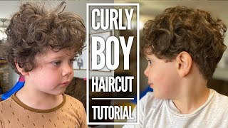 Curly Boy Haircut Tutorial [upl. by Brote]