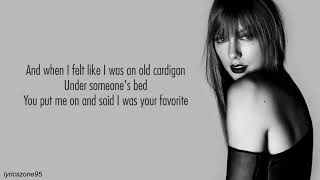 Taylor Swift  cardigan Lyrics [upl. by Howey322]