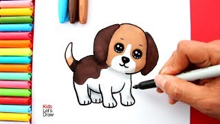 Aprende a dibujar un PERRITO de raza BEAGLE estilo kawaii de manera fácil [upl. by Ettenom345]