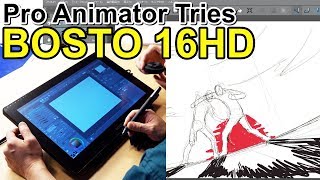 Pro Animator Tries BOSTO 16HD Pen Display [upl. by Laertnom]