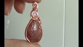 Cabochon Pendant with Accent Stone Wire Wrap Tutorial [upl. by Elah]