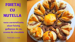 Floare din foietaj cu nutella  Nutella puff pastry [upl. by Aeikan689]