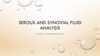 Serous and Synovial Fluid Analysis [upl. by Lorilee]