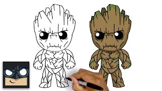 How To Draw Groot  Guardians of the Galaxy [upl. by Bang]