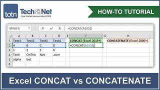 How to use the CONCAT function in Excel vs the CONCATENATE function [upl. by Lavena419]