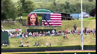 Mia Bixler age 7 sings the National Anthem at the Little League World Series [upl. by Nwadrebma]