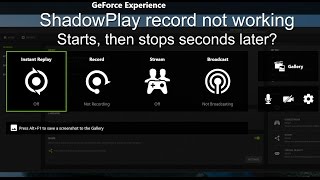 Nvidia Geoforce Experience ShadowPlay screen recorder stoppingdisabling after starting  1 FIX [upl. by Marc425]