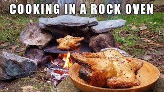 Rock Oven  Bushcraft cooking a Roast chicken lunch [upl. by Standish]