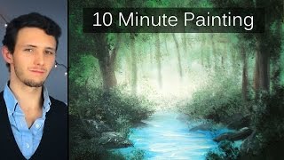 Painting a Misty Forest Landscape with Acrylics in 10 Minutes [upl. by Barnet610]