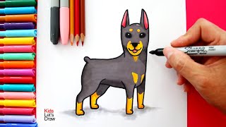 Cómo dibujar un Perro DÓBERMAN Fácil  How to draw Dobermann Dog easy [upl. by Haidebez]