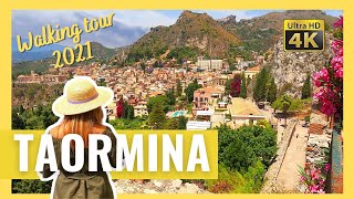 TAORMINA Sicily Italy WALKING TOUR in 4k  Greek Theater with CAPTIONS [upl. by Nereids568]