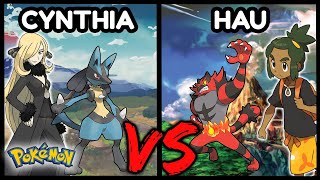 Cynthia Vs Hau Champion League Tournament Round 1 [upl. by Ardle]