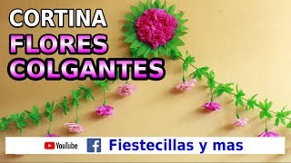 Cortina con flores colgantes en papel crepe [upl. by Fife]