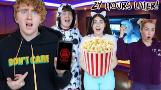 24 HOURS IN A HOME MOVIE THEATER CHALLENGE [upl. by Alliuqet]