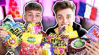 BRITISH BOYS TRYING FRENCH CANDY WITH JOE TASKER TASTE TEST [upl. by Ymme]