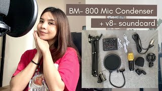 BM800 Condenser Microphone  V8Soundcard  Full Review Setup Audio tests Lazada [upl. by Afira]