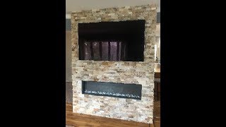 DIY Stone wall for Recessed electric Fireplace and TV [upl. by Phaidra]