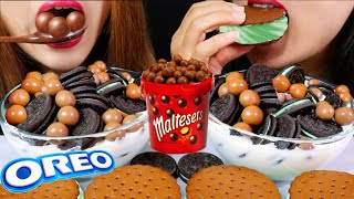 ASMR MALTESERS  MINT CHOCOLATE CHIP OREO CEREAL  MINT ICE CREAM SANDWICHES 리얼사운드 먹방  KimampLiz ASMR [upl. by Ailel]