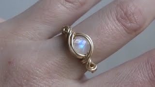 Round Wire Cabochon Wire Wrapped Ring Tutorial [upl. by Stets]