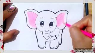 Cómo dibujar un elefante paso a paso  How to draw an elefant [upl. by Anelet549]