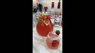 Pink Moscato Strawberry Lemonade Sangria 🍋🍓 [upl. by Gapin]