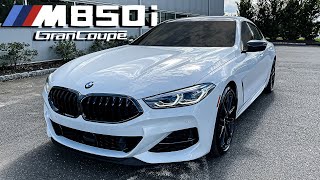 2022 BMW M850i Gran Coupe in Alpine White Walkaround Review  Loud Exhaust Sound Revs [upl. by Anirok188]