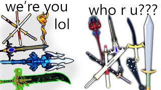 ALL Blox Fruits Swords meet their OLD Versions… Meme [upl. by Nnylrac]