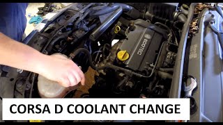 Vauxhall Corsa D Coolant Change DIY [upl. by Abas]