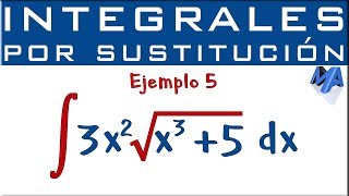 Integración por sustitución  Ejemplo 5  Raíz [upl. by Nitsirc857]