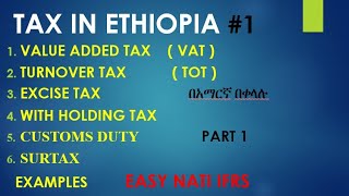 Indirect TAX In Ethiopia VAT  TOT  Excise  With holding  Customs Duty  Surtax  in amharic [upl. by Jania]