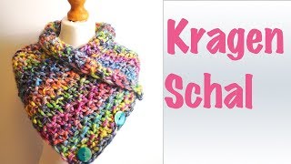 Kragenschal stricken  Knitting button cowl  Schalkragen [upl. by Daraj37]