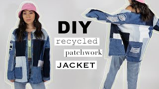 Making a Patchwork Jacket from Recycled Jeans  Sewing with coolirpa [upl. by Dlaner]