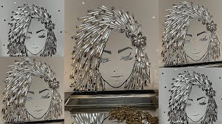 GLITZY GLAM CANVAS GIRL 2  DOLLAR TREE amp MICHAELS DIY HOME DECOR  DIY 3D WALL ART IDEAS [upl. by Hctub]