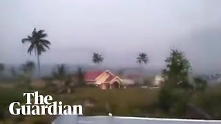 Footage shows Indonesian earthquake causing soil liquefaction [upl. by Stinson674]