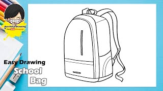 Easy School Bag Drawing [upl. by Nnayelsel]