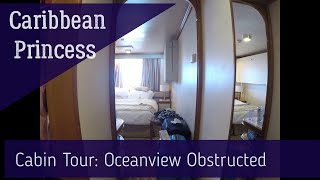 Caribbean Princess Cabin Tour  Obstructed Oceanview [upl. by Yessej]