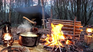 Tarp amp Bivvy Woodland Camp with Campfire Stew Smore amp English Breakfast [upl. by Newg]