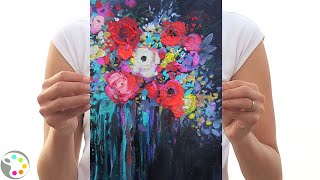 How to Paint Flowers  Acrylic Painting Tutorial [upl. by Asamot155]