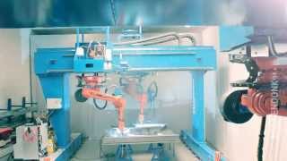 Web welding  Robot welding of micro panels for shipbuilding [upl. by Naujek]