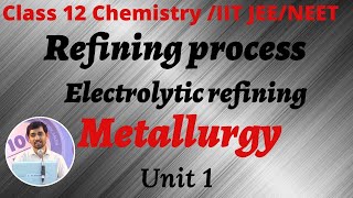 Refining process Electrolytic refining Class 12 Chemistry Metallurgy Part 19 [upl. by Eciruam]